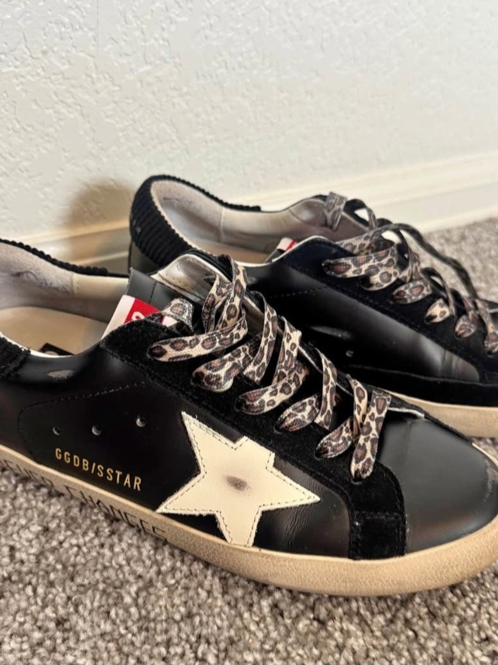 Golden Goose Black Leather Superstar Sneakers with Cream Star